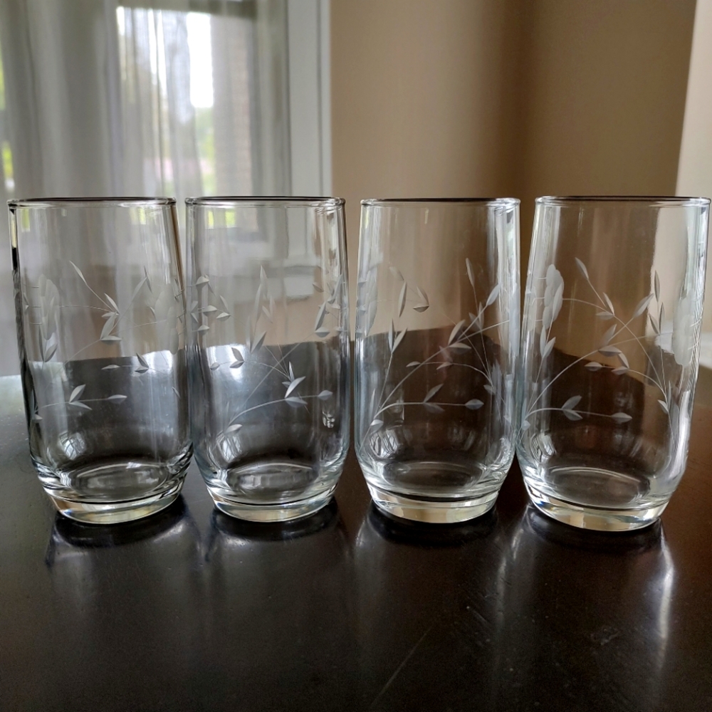 Set of 4 11oz Tumbler Glasses Hand Blown Vintage Crystal Heritage